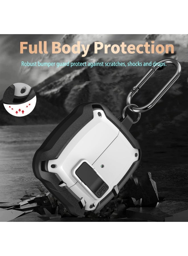 أنيوغرو حافظة Galaxy Buds 3 Pro/Buds 3 لحماية كاملة للجسم (مع قفل أمان)، مقاومة للصدمات والسقوط، غلاف حماية صلب مع قفل أمان ومجموعة تنظيف لممارسة الرياضة أثناء التنقل - Image 2