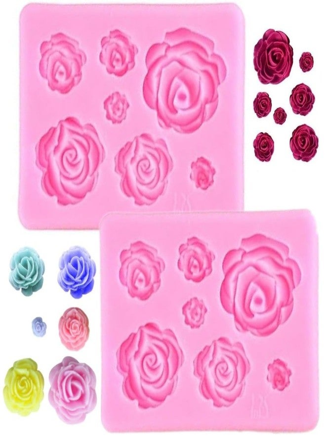 RHLOVY 2PCS Rose Flowers Silicone Molds Roses Fondant Chocolate Mold for Wedding Cake Decorating Candy Sugarcraft Cake Pop Cupcake Polymer Clay - Image 1