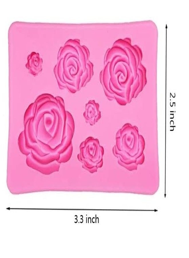 RHLOVY 2PCS Rose Flowers Silicone Molds Roses Fondant Chocolate Mold for Wedding Cake Decorating Candy Sugarcraft Cake Pop Cupcake Polymer Clay - Image 2