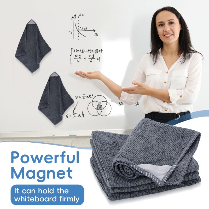GoClimber 4 Pack Magnetic Microfiber Cleaning Cloth, Dry Erase Erasers Cleaner for Whiteboards, Blackboards, Chalkboards, Glassboards, Home, Office, School, Gray, 10'' x 9.25'' - Image 5
