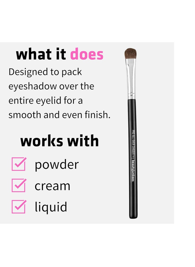 Beauty Junkees Pro Shader Eyeshadow Brush - Beauty Junkees pro All Over Short Flat Shader Eye Shadow Brush for Lid, Dense Rounded Bristles to Pack and Blend Powder Cream Eye Shadow on Eyelid and Crease  - Image 2
