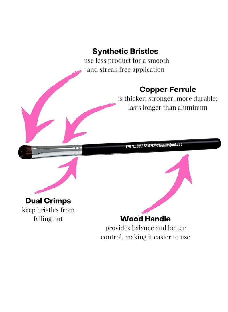 Beauty Junkees Pro Shader Eyeshadow Brush - Beauty Junkees pro All Over Short Flat Shader Eye Shadow Brush for Lid, Dense Rounded Bristles to Pack and Blend Powder Cream Eye Shadow on Eyelid and Crease  - Image 3