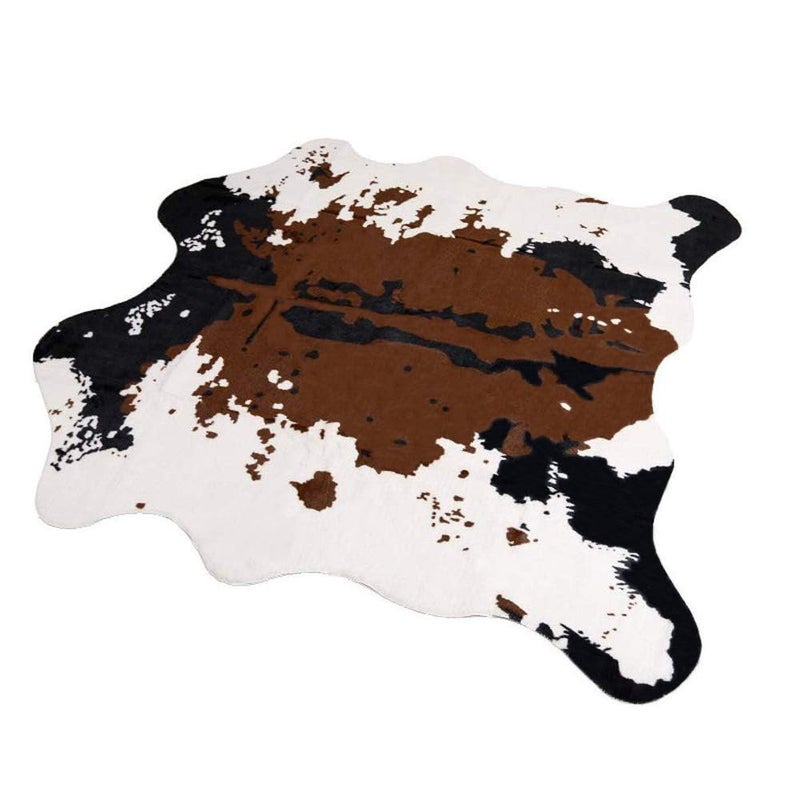 MustMat Brown Cow Print Rug 551 W x 629 L Faux Cowhide Rugs Cute Animal Printed Carpet for Home