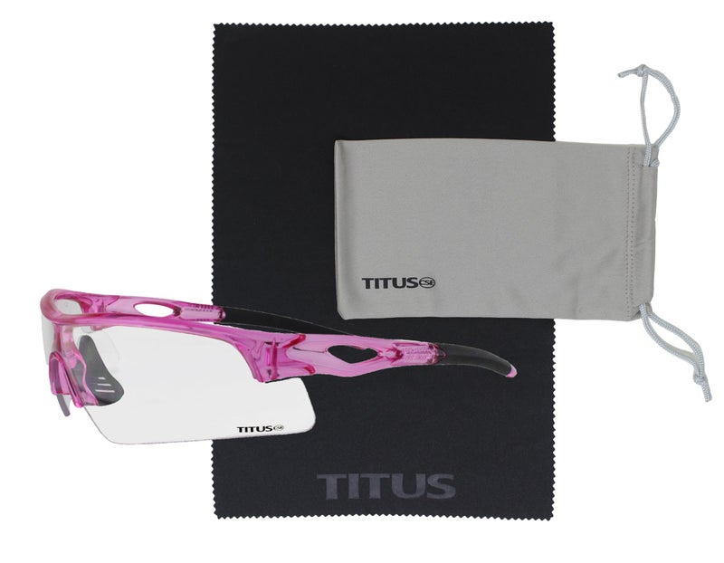 TITUS G20 All Sport Safety Glasses Shooting Eyewear Motorcycle Protection ANSI Z87 Compliant Pink Frame Clear Lens With Pouch
