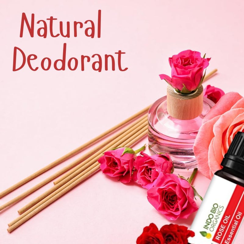 INDO BIO ORGANICS INDO BIO ORGANICS Rose Essential Oil for Face Hair Care and Aromatherapy Therapeutic Natural Organic Rose Essential Oils 15 Ml Rose - Image 4