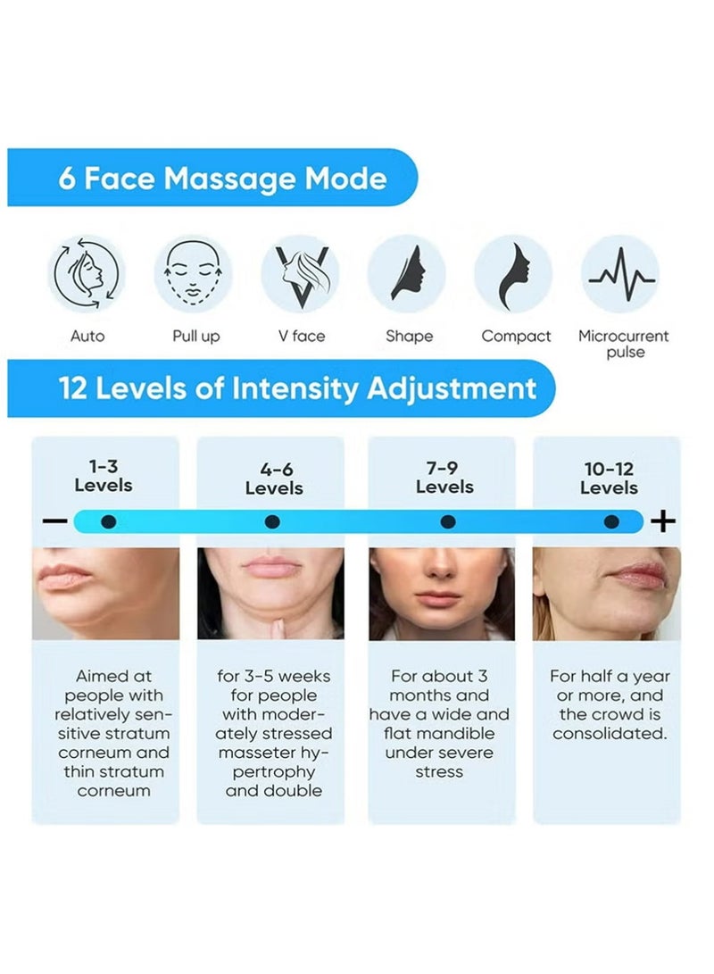 PULUZ Electric Intelligent V-Shape Face Massager, Double Chin Reducer , 6 Modes, 12 Intensity Levels, Face Lifting Device, Intelligent Lifting Firming Saggy Skin Tightening Facial Machine Women Skin Care, V-shaped Cheek Lift - Image 2