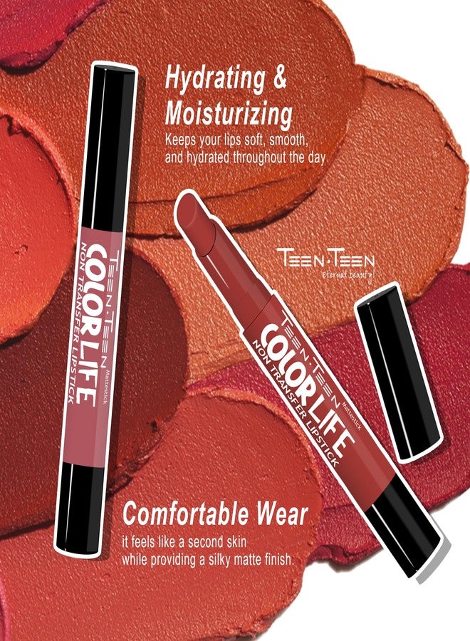 Teen.Teen TEEN TEEN Color Life Nontransfer Crayon Lipstick |Matte Finish with Built-in Primer |Waterproof & Long Lasting Lip Color |Smudge-Proof, Fade-Resistant Formula |Combo Color (Bollywood Nude, Magenta) - Image 4