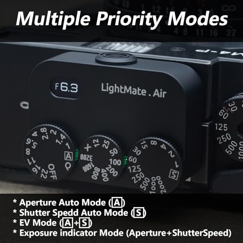 LightNova LightMate AirPro Light Meter Photography 35 WideAngle Reflective Digital Exposure Meter Rechargeable 20H Battery Life 3 Dials Retro Exposure Indicator for Leica Other Film Cameras Black Metal - Image 3