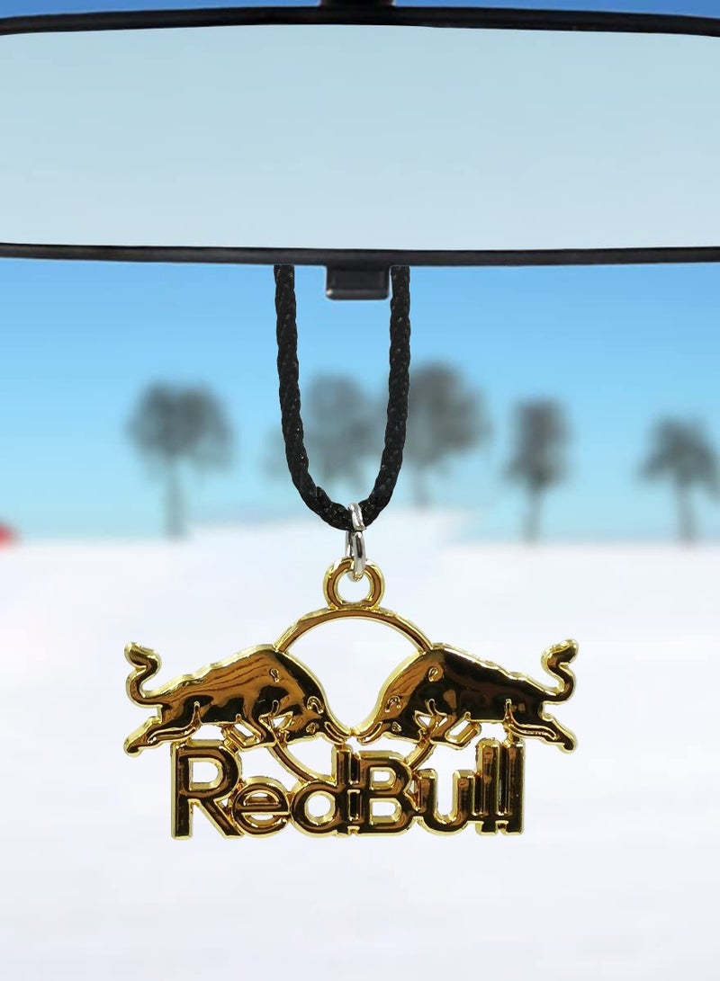 Red Bull Logo Car Pendant - Elegant Golden Pendant With Durable Metal Design, 1 Piece - Image 1