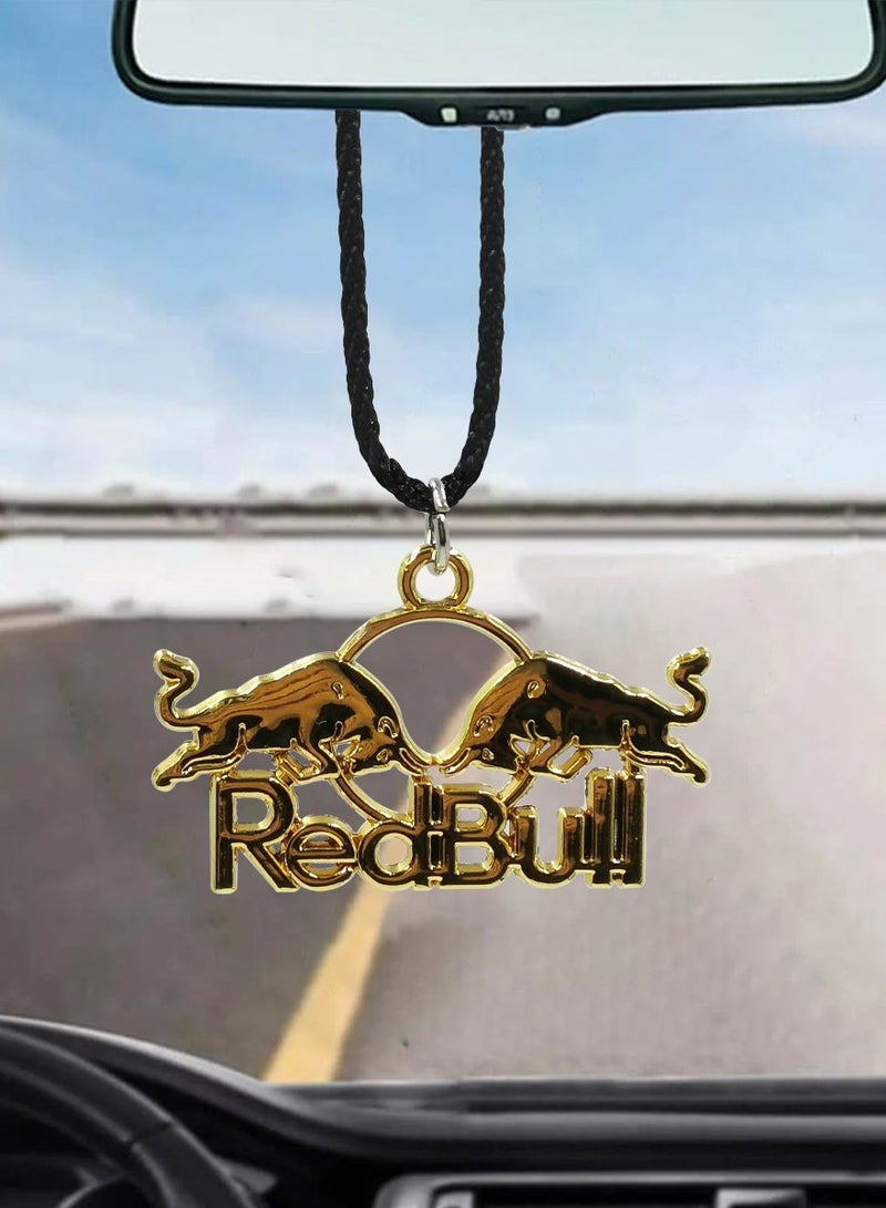 Red Bull Logo Car Pendant - Elegant Golden Pendant With Durable Metal Design, 1 Piece - Image 2