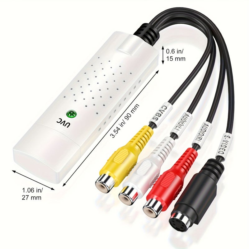 1pc USB 2.0 Video Capture Card With RCA Input VHS VCR To Digital Converter 720P Resolution Audio Video Grabber Compatible With Mini DV Hi8 DVD Camcorders White - Image 5