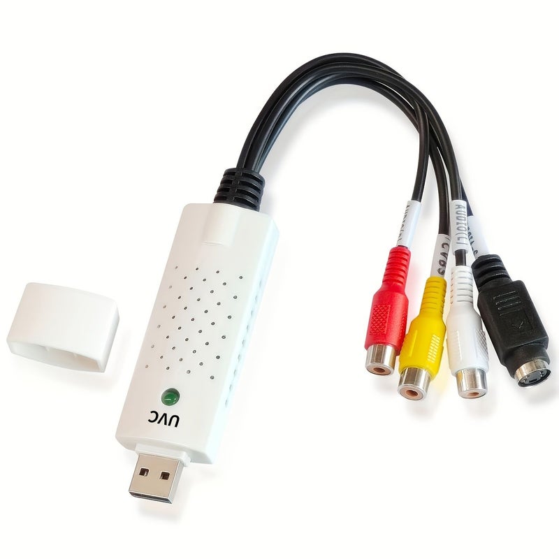 1pc USB 2.0 Video Capture Card With RCA Input VHS VCR To Digital Converter 720P Resolution Audio Video Grabber Compatible With Mini DV Hi8 DVD Camcorders White - Image 3