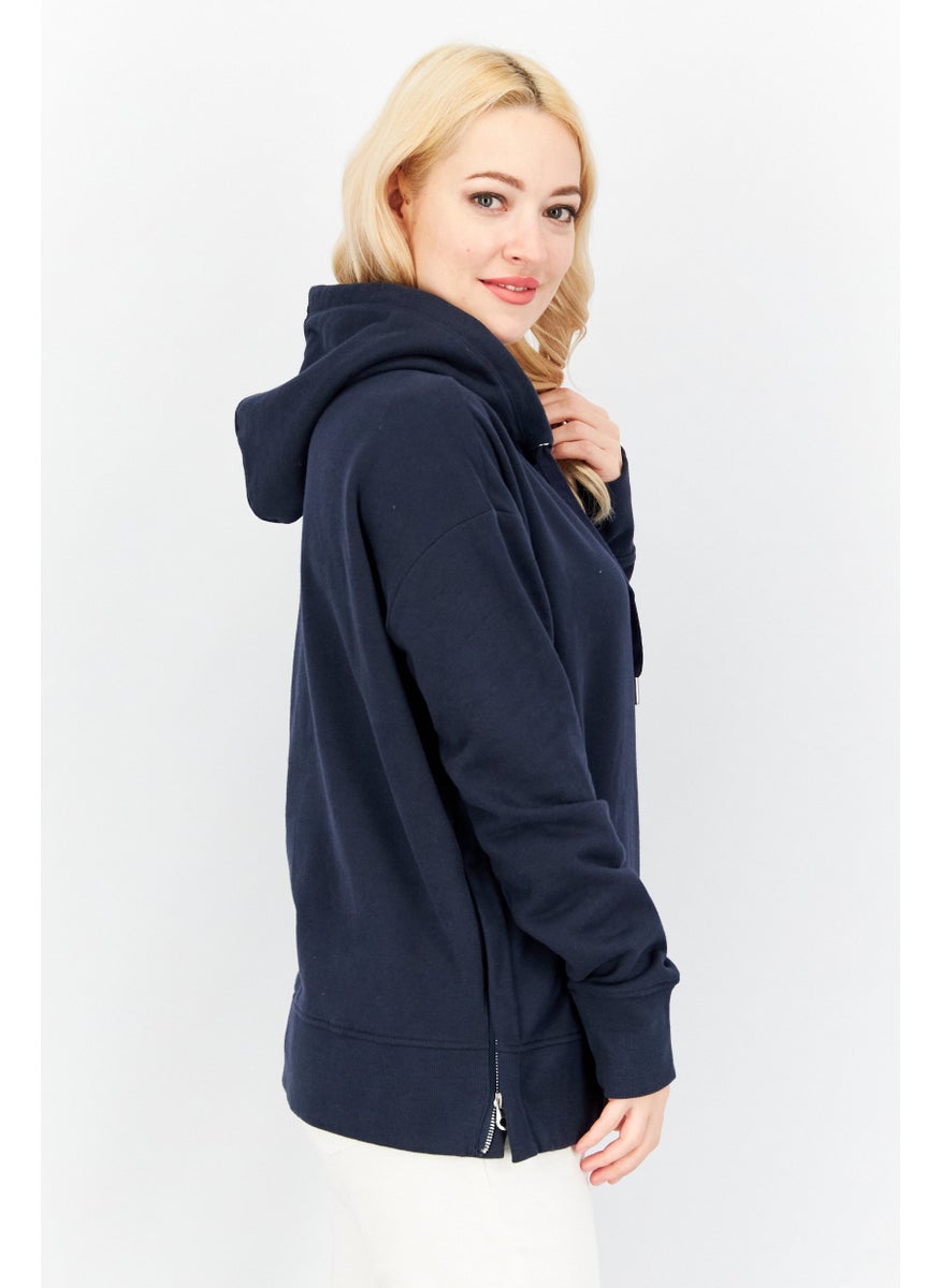 ESPRIT Women Drawstring Long Sleeve Hooded Sweatshirt, Navy Blue  - Image 4