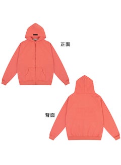 FOG ESSENTIALS Hoodie Autumn Winter Plush Zip Jacket Coral pink
