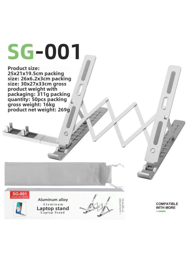Computer Notebook Bracket Aluminum Alloy Tablet Desktop Bracket Folding Lifting Portable Display Cooling Bracket-Color:Three-prong Sg-001 【silver】 Aluminum Alloy - Image 3
