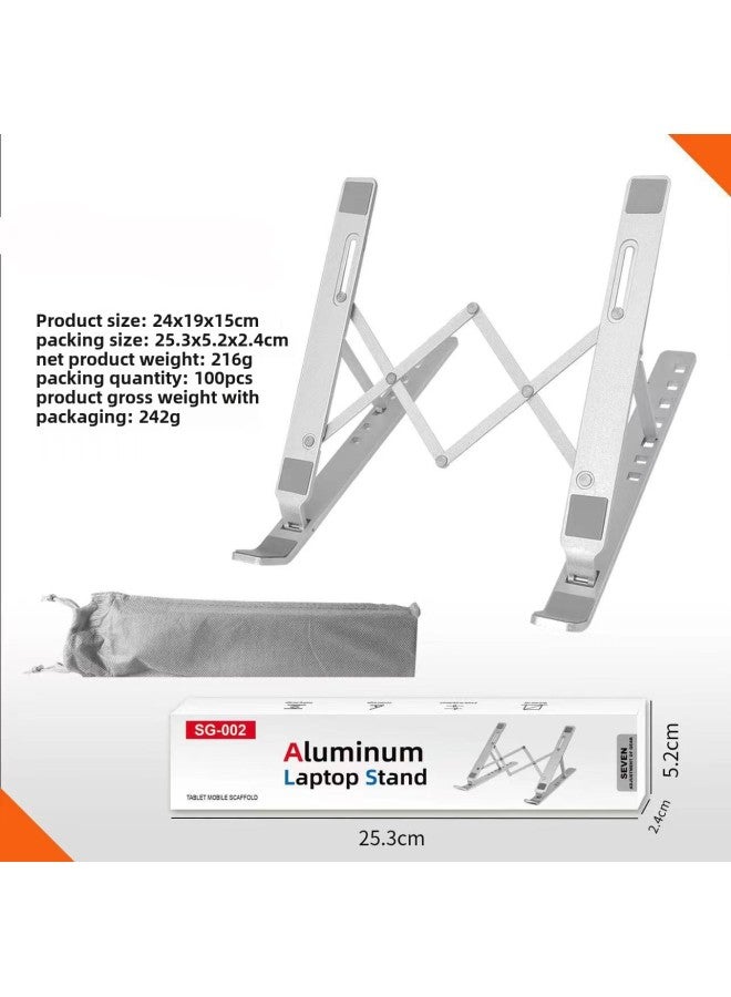 Computer Notebook Bracket Aluminum Alloy Tablet Desktop Bracket Folding Lifting Portable Display Cooling Bracket-Color:Three-prong Sg-001 【silver】 Aluminum Alloy - Image 2