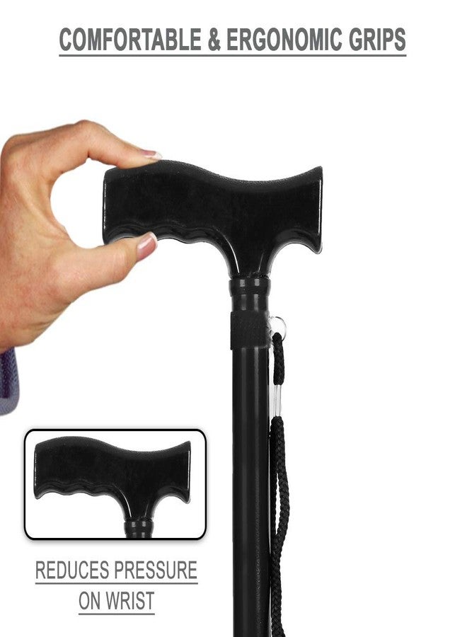SMIC Adult Walking Stick Cane for Men/Women/Old Age People, Metal, Height Adjustable Walking Stick (Black) - Image 5