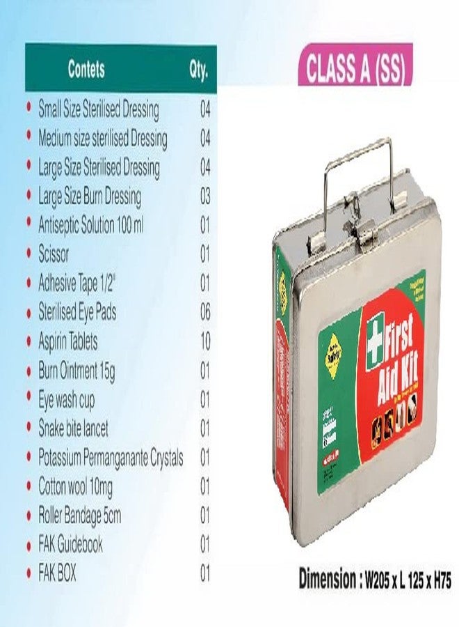 Jayco First Aid Kit with all items inside/Emergency Medical Kit/First Aid Box for Home Office Factory Industry - Class A Kit in a Stainless Steel Box - Image 3