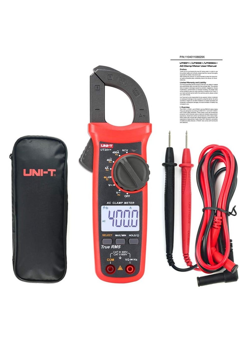 UniT NI-T UT201+ Digital Clamp Multimeter True RMS Clamp Meter DC/AC Current Voltage Meter NCV AC Current Diode Resistance Clamp r - Image 1