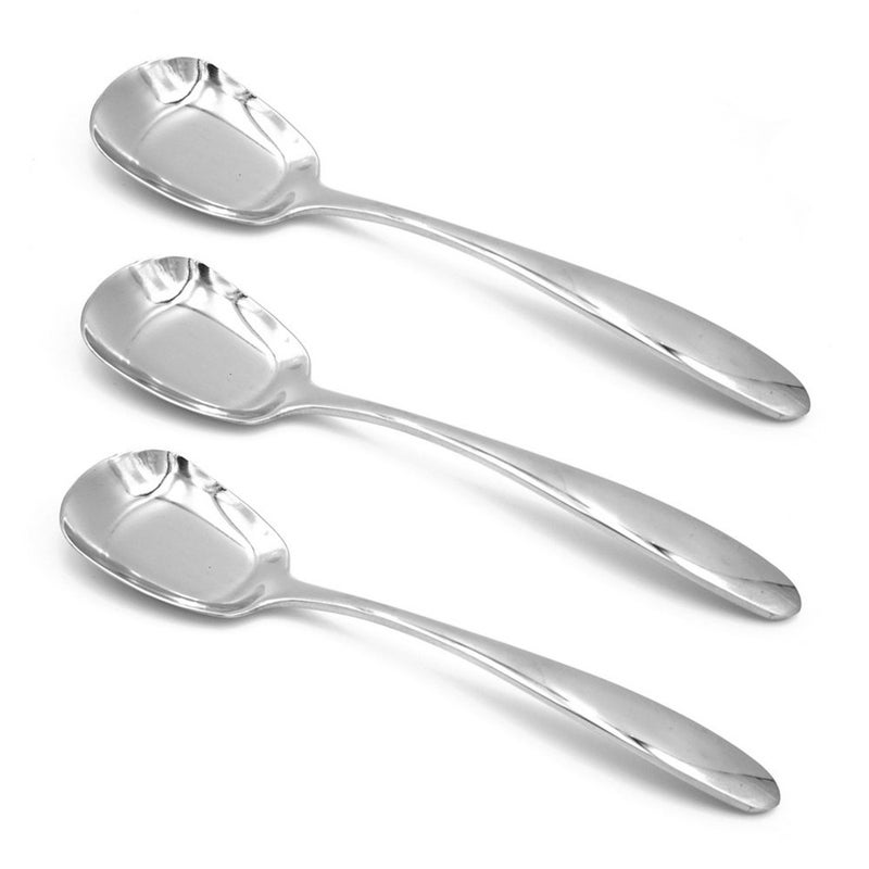 Ercrysto Stainless Steel Soup Spoons Table Spoons Dinner Spoons Rice Spoons Special Square Design Mirror Polish Middle Size(6.77 Inches Length 1.73 Inches Width 0.11Inch Thickness) Set Of 3 - Image 1