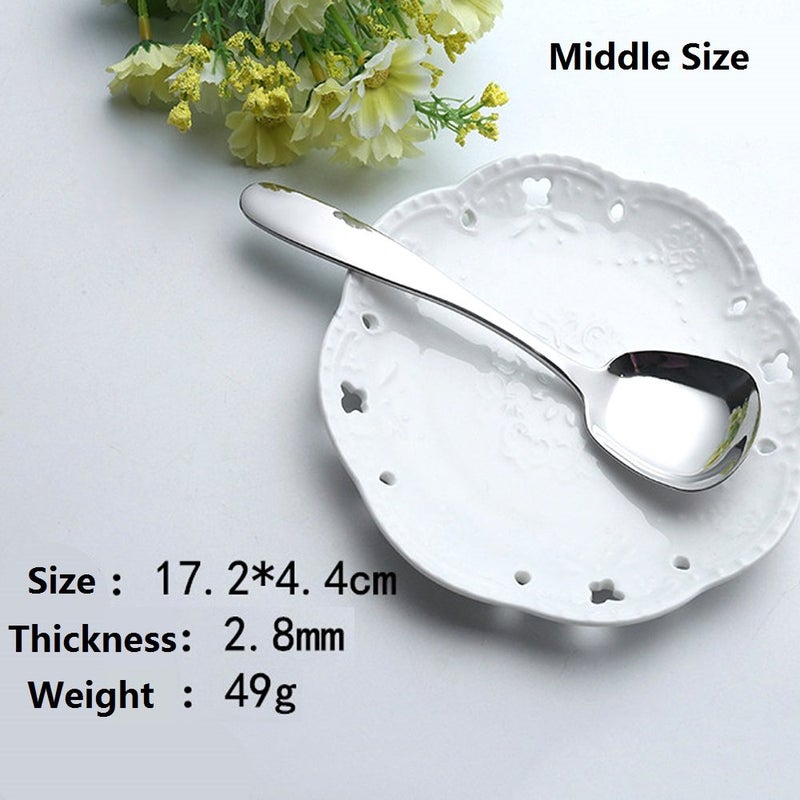 Ercrysto Stainless Steel Soup Spoons Table Spoons Dinner Spoons Rice Spoons Special Square Design Mirror Polish Middle Size(6.77 Inches Length 1.73 Inches Width 0.11Inch Thickness) Set Of 3 - Image 5