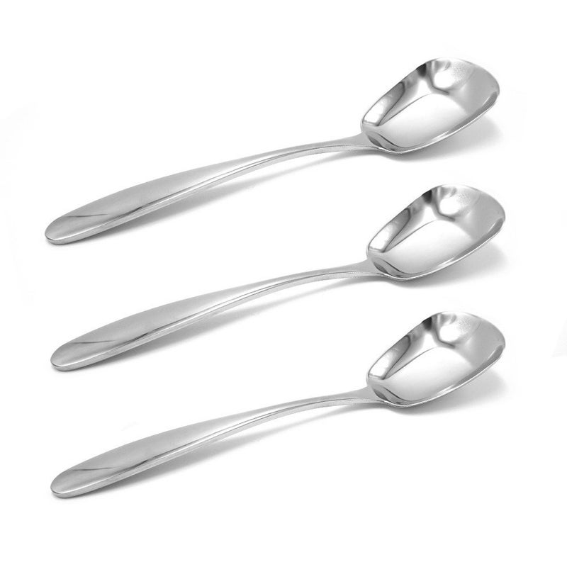 Ercrysto Stainless Steel Soup Spoons Table Spoons Dinner Spoons Rice Spoons Special Square Design Mirror Polish Middle Size(6.77 Inches Length 1.73 Inches Width 0.11Inch Thickness) Set Of 3 - Image 3