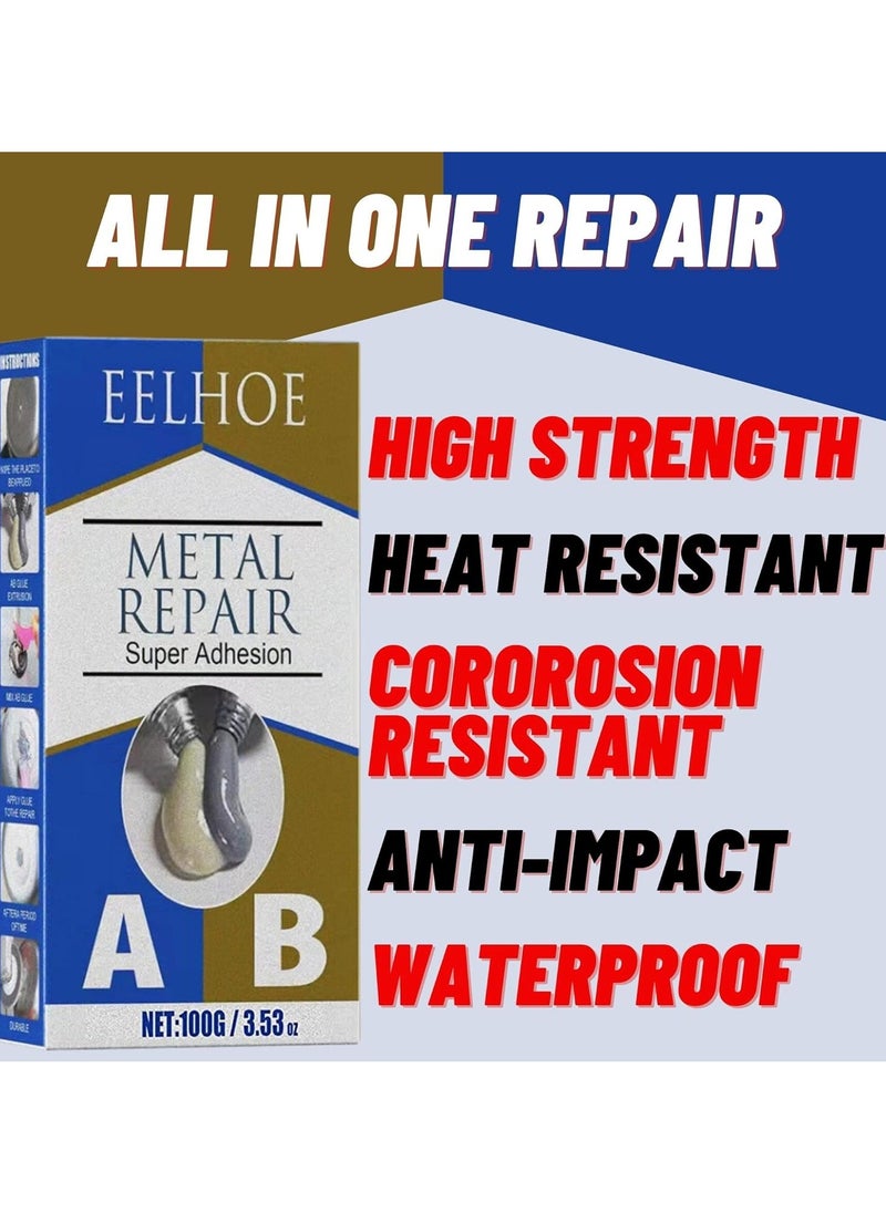 EELHOE Metal Repair Adhesive A & B Industrial Heat Resistance Cold Welding Metal Repair Paste A and B Metal Repair Agent for Iron Steel Car Cooler Water Tank  - Image 3