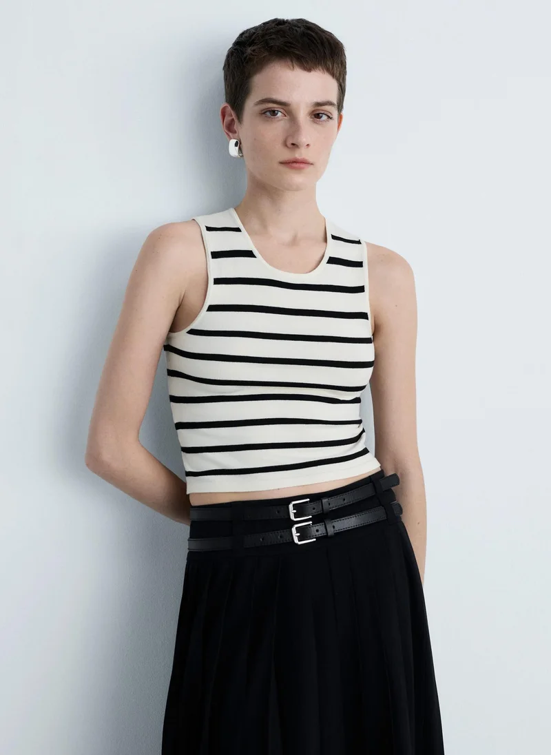 مانجو Striped Knitted Crop Top