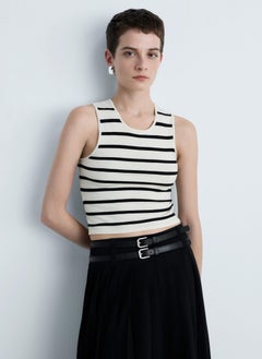 MANGO Striped Knitted Crop Top  - Image 1