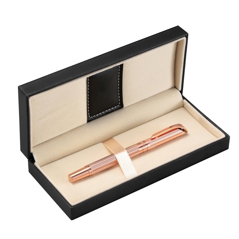 Penneed Pemmeed Rollerball Pen Liquid Ink Pens for Women Luxury Box Gel Pen Black Ink Fancy Pen Refillable for Executive Office,Professional,Birthday Nice Pens G5(Rose Gold) - Image 1
