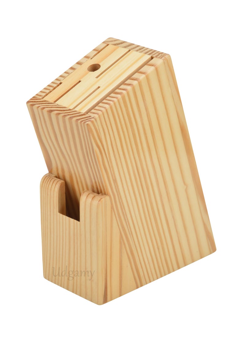 Udgamy Wooden Knife Stand for Kitchen with 6 Knife Slot- Knife Holder for Kitchen- Knife Holder Stand-Knife Stand Without Knife, Large - Image 1