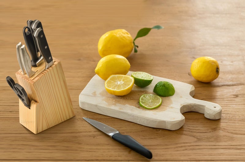 Udgamy Wooden Knife Stand for Kitchen with 6 Knife Slot- Knife Holder for Kitchen- Knife Holder Stand-Knife Stand Without Knife, Large - Image 2