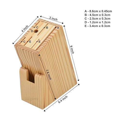 Udgamy Wooden Knife Stand for Kitchen with 6 Knife Slot- Knife Holder for Kitchen- Knife Holder Stand-Knife Stand Without Knife, Large - Image 5
