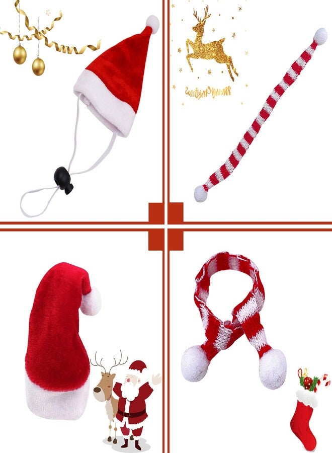 GABraden 2 Pack Bearded Dragon Lizard Christmas Hat and Scarf, Small Animal Guinea Pig Costume Clothing (2-Red, Christmas) - Image 3
