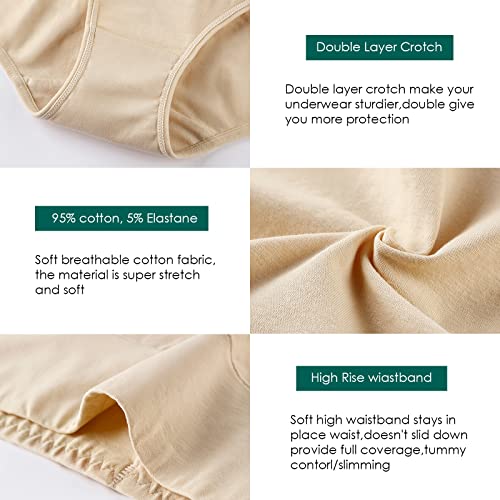 Annenmy Cotton High Waisted Women's Underwear Soft Brief Panties Regular and Plus Size (Medium, Light Colors, 5-Pack), Light Colors, 5-pack, X-Large - Image 5