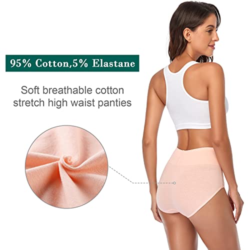 Annenmy Cotton High Waisted Women's Underwear Soft Brief Panties Regular and Plus Size (Medium, Light Colors, 5-Pack), Light Colors, 5-pack, X-Large - Image 4