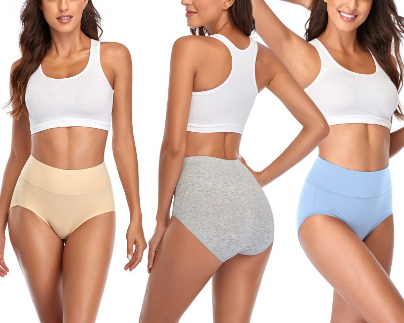 Annenmy Cotton High Waisted Women's Underwear Soft Brief Panties Regular and Plus Size (Medium, Light Colors, 5-Pack), Light Colors, 5-pack, X-Large - Image 3