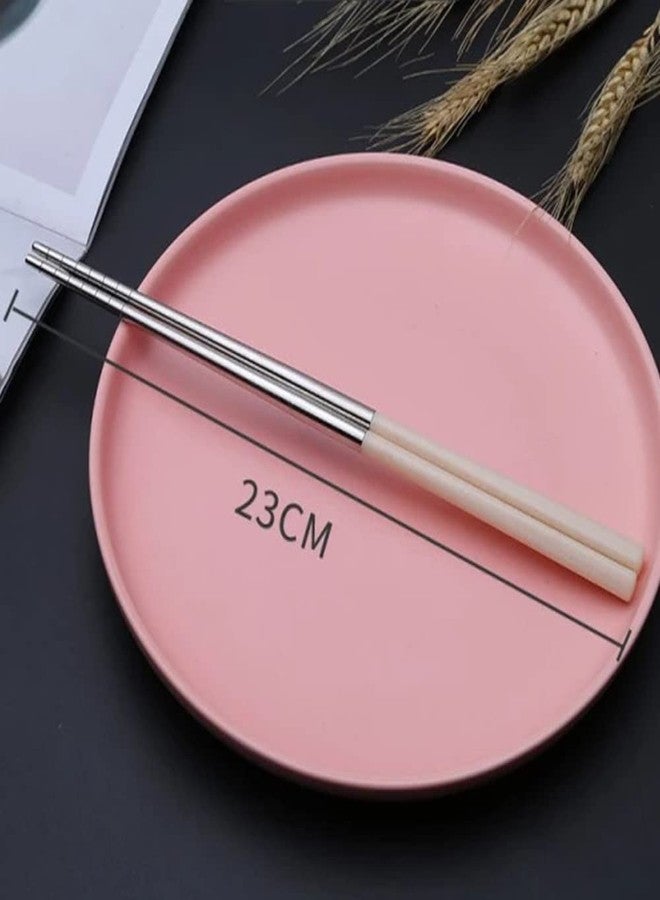 AIMERS Stainless Steel Chopsticks AIMERS Reusable 2 Pairs Dishwasher Safe Light Weight Chopsticks Set Chopsticks for Sushi and Noodles (Beige & Blue) - Image 4
