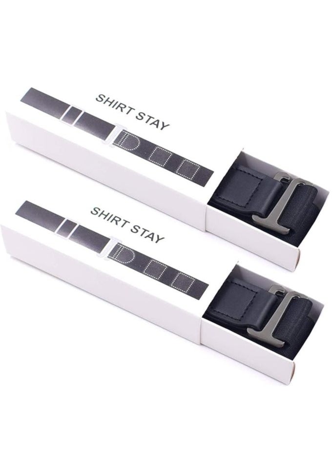 SYOSI - Men Shirt Stays Shirt Lock Belt 2 Pcs Adjustable Elastic Shirt Holder Keeps Shirt Tucked in for Police Military 120cm - Image 1