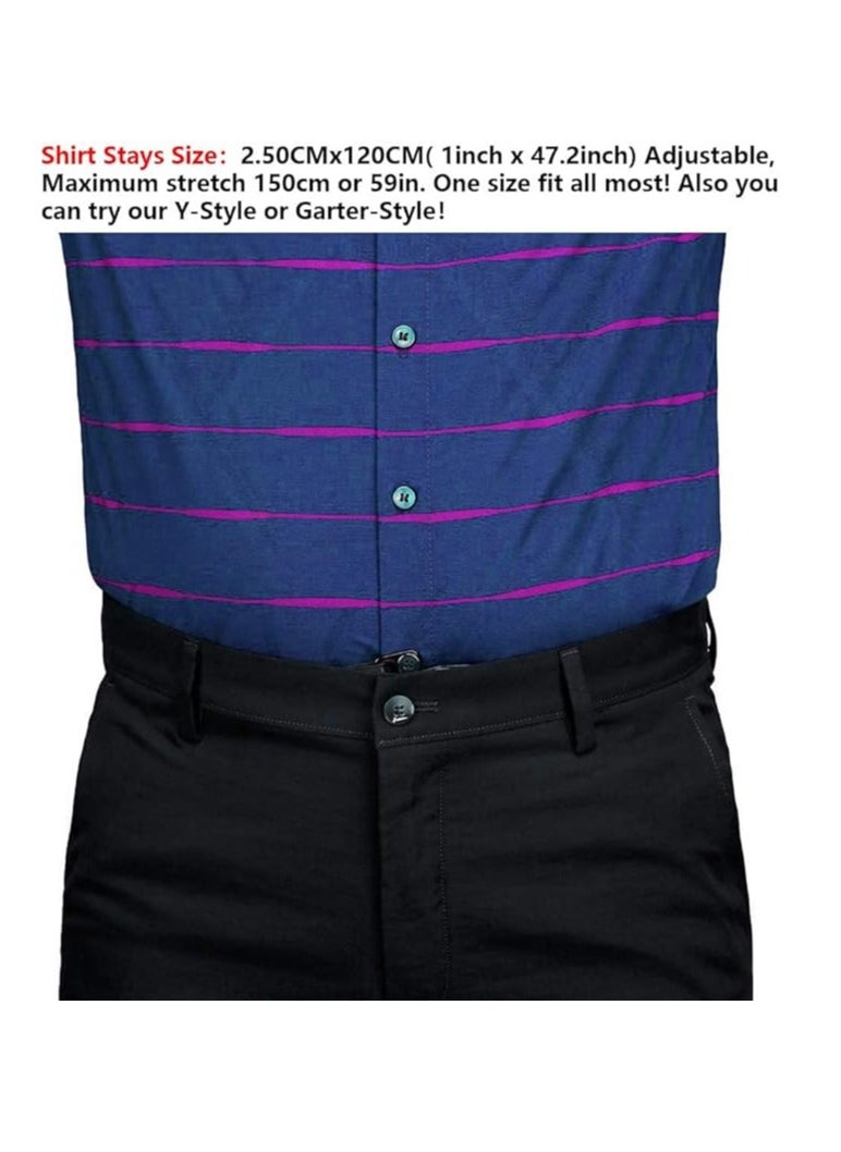 SYOSI - Men Shirt Stays Shirt Lock Belt 2 Pcs Adjustable Elastic Shirt Holder Keeps Shirt Tucked in for Police Military 120cm - Image 1