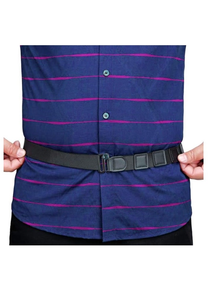 SYOSI - Men Shirt Stays Shirt Lock Belt 2 Pcs Adjustable Elastic Shirt Holder Keeps Shirt Tucked in for Police Military 120cm - Image 1