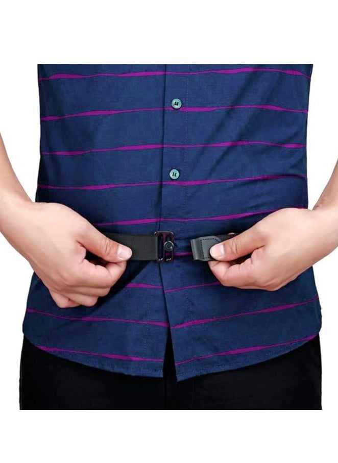 SYOSI - Men Shirt Stays Shirt Lock Belt 2 Pcs Adjustable Elastic Shirt Holder Keeps Shirt Tucked in for Police Military 120cm - Image 1