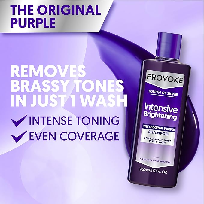 PROVOKE Touch Of Silver Brightening Purple Shampoo 200 ml Neutralises Yellow and Orange tones Formulated with Violet and Blue Pigments - Image 3