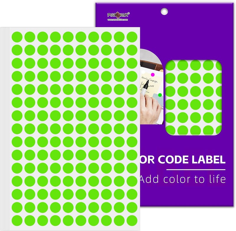 PARLAIM 1/2 Inch Color Code Dot Sticker Labels,1500 Pcs Light Green Round Circle Stickers for Home Office Marking,Organizing (Light Green) - Image 1