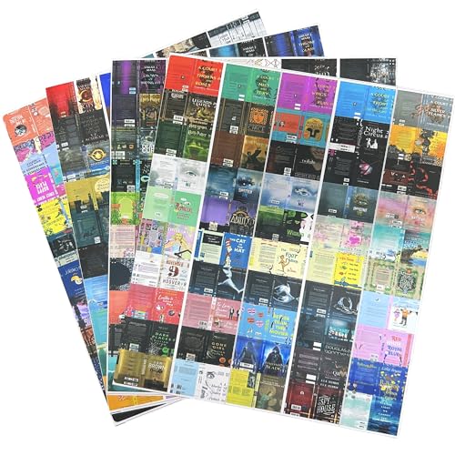 LUFEEMGA 200PCS Mini Book Cover Stickers for Anxiety Bookshelf 112 Miniatures Front and Back Cover Stickers Scrapbook Dollhouse Decor Fits for 016 DIY Crafts Mini Books - Image 1