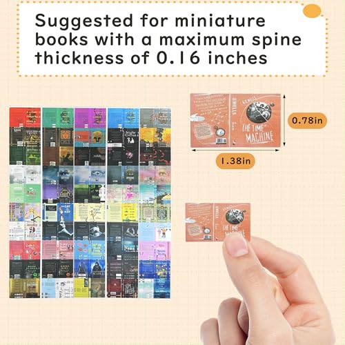 LUFEEMGA 200PCS Mini Book Cover Stickers for Anxiety Bookshelf 112 Miniatures Front and Back Cover Stickers Scrapbook Dollhouse Decor Fits for 016 DIY Crafts Mini Books - Image 5