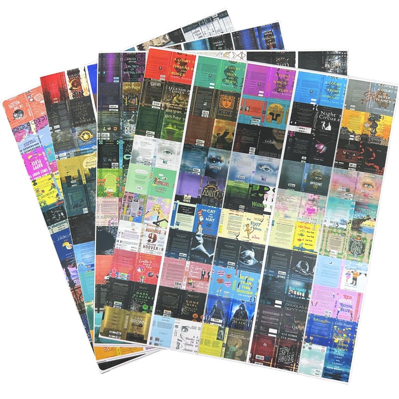 LUFEEMGA 200PCS Mini Book Cover Stickers for Anxiety Bookshelf 112 Miniatures Front and Back Cover Stickers Scrapbook Dollhouse Decor Fits for 016 DIY Crafts Mini Books - Image 3