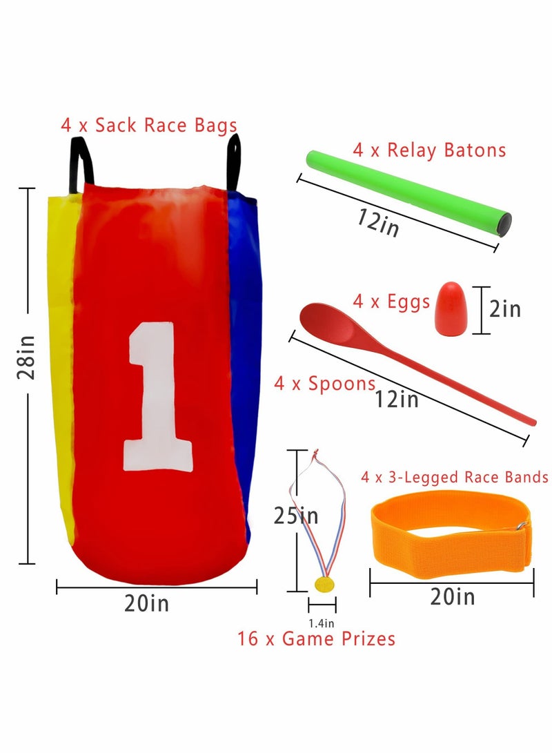 كابتن تيك Outdoor Fun for Kids, 36 PCS Potato Sack Race Bags, Bean Bag Toss, 3 Legged Race Bands, Egg and Spoon Game for Birthday Parties and Camping - Image 3
