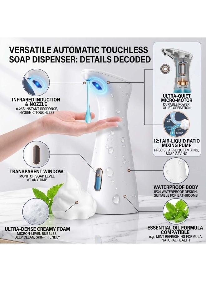 AirYoung White Automatic Soap Dispenser, 200 ml, Electric Soap Dispenser, No Touch Soap Dispenser with Infrared Sensor, Automatic Soap Dispenser, IPX7 Waterproof for Sink, Kitchen, Bathroom, School, Hotel - Image 2