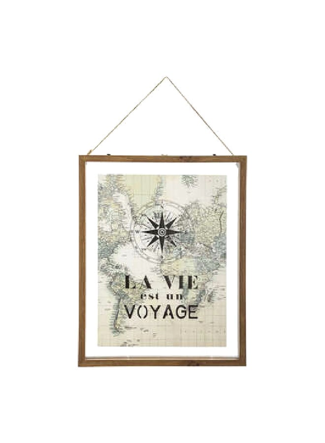 atmosphera Lilien Wall Mounted Decorative Easy-Hanging Glass Canvas Frame Multicolour 48 x 38 cm 169424 - Image 1